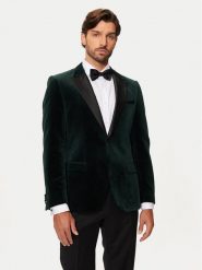 Hugo Marynarka Henry244E1X 50524909 Zielony Slim Fit. Zielone garnitury Hugo, m, bez wzorów, z bawełny. Za 2,099.00 zł.