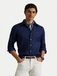 Polo Ralph Lauren Koszula 710968915007 Granatowy Slim Fit. Niebieskie koszule Polo Ralph Lauren, l, bez wzorów, ze lnu, bez kołnierzyka, bez ramiączek. Za 709.99 zł.