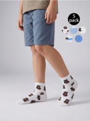 Zestaw skarpetek z misiami, paskami i kropkami 5 pack - wielobarwny. Skarpety Sinsay, bez wzorów. Za 15.99 zł.