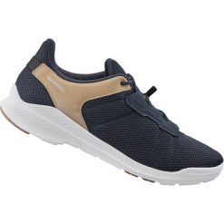 Buty rowerowe miejskie/turystyczne EX300, granatowe. Niebieskie buty turystyczne Shimano, bez wzorów, z tkaniny, bez zapięcia, do biegania. Za 500.00 zł.