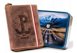 Portfel skórzany Peterson [DH] PTN 340PW-03 2-1-4 H brązowy. Brązowe portfele Peterson, bez wzorów, z nubiku. Za 104.00 zł.