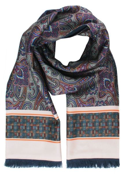 Elegancki Szalik Wełniano-Jedwabny - His Story - Kolorowy w Orientalny Wzór. Szaliki His Story, bez wzorów, z jedwabiu. Za 189.00 zł.