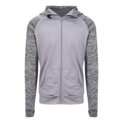 Bluza Rozpinana Męska Kontrastowa Melanż Slim. Szare bluzy z kapturem JUST COOL, l, bez wzorów, z elastanu, z kapturem. Za 169.99 zł.