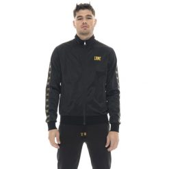 Bluza Herren, Triacetat mit Stehkragen, Reißverschluss, Leone 1947. Czarne bluzy LEONE 1947 APPAREL, bez wzorów, z bawełny, bez kaptura. W wyprzedaży za 147.35 zł.