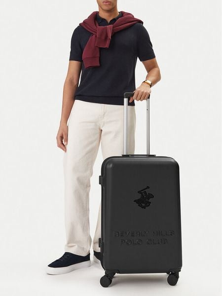 Beverly Hills Polo Club Walizka średnia CEO-BHPC-M-003-08-BLACK Czarny. Czarne walizki Beverly Hills Polo Club, bez wzorów, z tworzywa sztucznego, średnie. Za 359.99 zł.