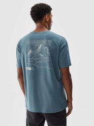 4F T-shirt oversize z nadrukiem męski - granatowy 3XL. Niebieskie t-shirty 4F, m, bez wzorów, z bawełny, bez kołnierzyka, bez ramiączek. W wyprzedaży za 39.99 zł.
