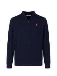 U.S. Polo Assn. Sweter w kolorze granatowym rozmiar: M. Niebieskie swetry nierozpinane U.S. Polo Assn., m, bez wzorów, z bawełny, bez kołnierzyka, bez ramiączek. Za 175.67 zł.