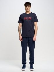 Koszulka męska o klasycznym kroju granatowa Bruno 403. Niebieskie t-shirty BIG STAR, l, z aplikacjami, z denimu, bez kołnierzyka, bez ramiączek. Za 99.99 zł.