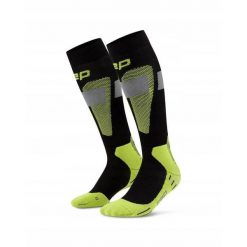 Męskie sportowe podkolanówki kompresyjne na zimę z wełną merino CEP. Czarne skarpety CEP, bez wzorów, z elastanu. Za 199.00 zł.