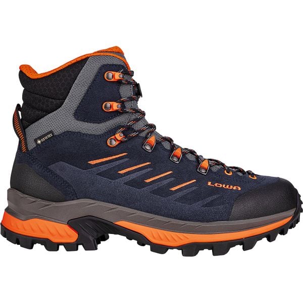 Buty trekkingowe męskie Lowa Randir Mid Gtx. Niebieskie buty turystyczne Lowa, na zimę, bez wzorów, z materiału, za kostkę, bez zapięcia, trekkingowe. Za 959.90 zł.