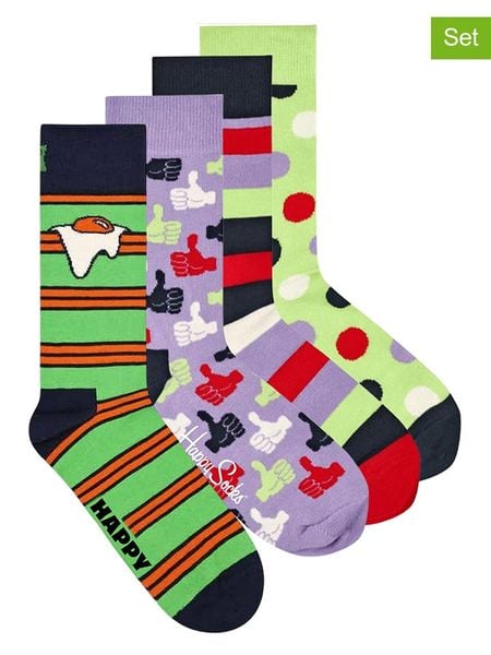 Happy Socks Skarpety (4 pary) w kolorze fioletowo-zielonym rozmiar: 41-46. Różowe skarpety Happy Socks, bez wzorów. Za 86.99 zł.