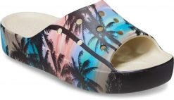 Klapki Dla Dorosłych Crocs Classic Platform Retro Resort Slide. Czarne klapki Crocs, z materiału. Za 119.99 zł.