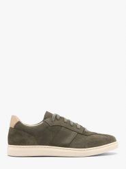 Oliwkowe półbuty męskie w sportowym stylu LEO. Zielone eleganckie półbuty Ryłko, bez wzorów, ze skóry, bez obcasa, bez zapięcia. Za 449.99 zł.