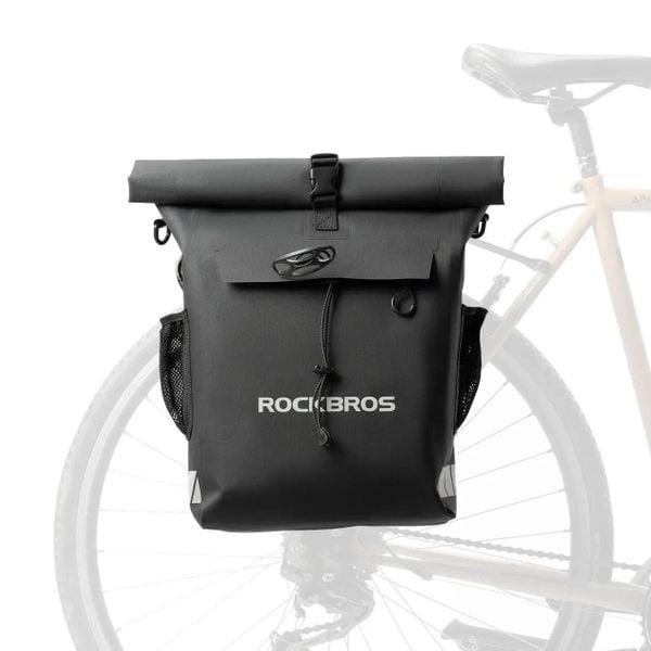 Torba rowerowa 3-w-1 wodoodporna ROCKBROS. Czarne torby na ramię ROCKBROS, bez wzorów, na ramię, duże, bez dodatków. Za 385.52 zł.