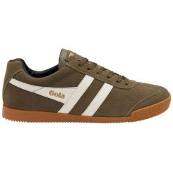 Sneakersy Gola Harrier Suede. Białe buty sportowe casual Gola, bez wzorów, z zamszu, bez zapięcia. Za 428.50 zł.
