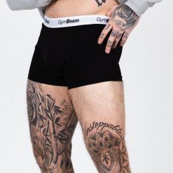 Bokserki męskie fitness czarne Essentials 3-pak. Czarne bokserki GYMBEAM, m, bez wzorów, z bawełny. Za 83.90 zł.