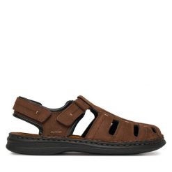 Sandały Josef Seibel. Brązowe sandały Josef Seibel, bez zapięcia. Za 329.99 zł.