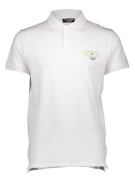 Plein Sport Koszulka polo w kolorze białym rozmiar: S. Białe koszulki polo Plein Sport, s, bez wzorów, bez kołnierzyka, bez ramiączek. Za 89.05 zł.