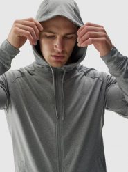 4F Bluza treningowa regular szybkoschnąca męska - szara 3XL. Szare bluzy z kapturem 4F, m, bez wzorów, z dzianiny, z kapturem. Za 199.99 zł.