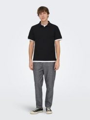 ONLY & SONS Koszulka polo "Onsben" w kolorze czarnym rozmiar: S. Czarne koszulki polo Only & Sons, s, bez wzorów, bez kołnierzyka, bez ramiączek. Za 64.95 zł.
