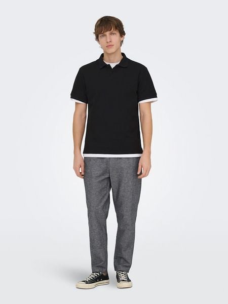 ONLY & SONS Koszulka polo "Onsben" w kolorze czarnym rozmiar: XXL. Czarne koszulki polo Only & Sons, xxl, bez wzorów, bez kołnierzyka, bez ramiączek. Za 81.95 zł.