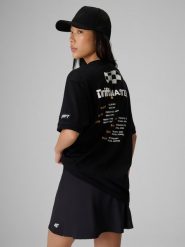 4F T-shirt loose z nadrukiem uniseks 4F | Drift Masters - czarny L. Czarne t-shirty 4F, bez wzorów, z bawełny, bez ramiączek. Za 119.99 zł.