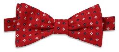 Czerwona Wiązana Mucha -EM Men's Accessories- Męska, w Biało-Granatowe Kwiatki. Czerwone krawaty i muchy Em men's accessories, bez wzorów. Za 59.99 zł.