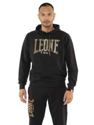 Leone Stripe Gold męska bawełniana bluza z kapturem bez zabrudzeń. Czarne bluzy z kapturem LEONE 1947 APPAREL, m, bez wzorów, z bawełny, z kapturem. Za 303.12 zł.