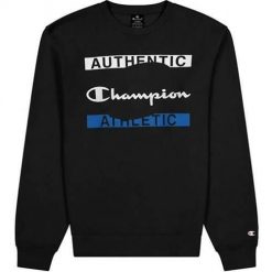 Bluza sportowa męska Champion Crewneck Sweatshirt. Czarne bluzy bez kaptura Champion, l, bez wzorów, bez kaptura. Za 175.00 zł.