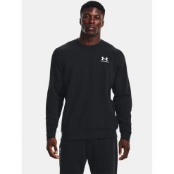 Bluza fitness męska Under Armour Essential Fleece Crew. Czarne bluzy Under Armour, m, bez wzorów, bez kaptura. Za 209.99 zł.