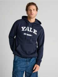 Bluza z kapturem Yale - granatowy. Niebieskie bluzy z kapturem Sinsay, l, bez wzorów, z kapturem. Za 59.99 zł.