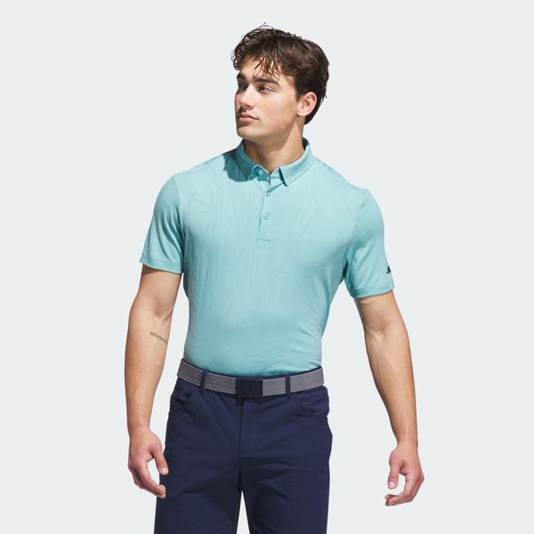 Koszulka Go-to Textured Polo. Zielone koszulki polo Adidas, m, bez wzorów, bez kołnierzyka, bez ramiączek, na golfa. W wyprzedaży za 164.45 zł.