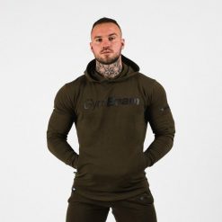 Bluza męska fitness z kapturem zielona Urban. Zielone bluzy z kapturem GYMBEAM, m, bez wzorów, z bawełny, z kapturem. Za 122.90 zł.