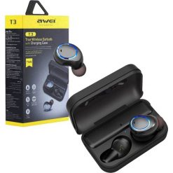 Słuchawki Awei Bluetooth 5.0 T3 TWS + stacja dokująca czarny/black. Czarne słuchawki bezprzewodowe Awei. Za 149.69 zł.