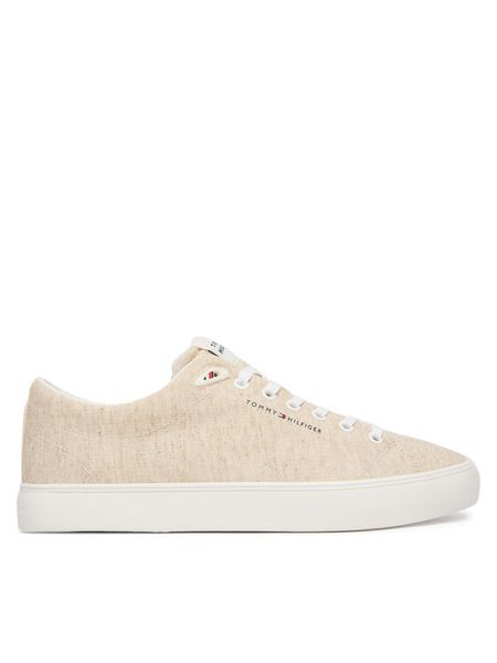 Tommy Hilfiger Sneakersy Th Hi Vulc Core Low Chambray FM0FM05818 Beżowy. Brązowe buty sportowe casual Tommy Hilfiger, bez wzorów, z materiału, bez zapięcia. Za 199.99 zł.