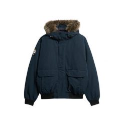 Kurtka bomber z syntetycznym futrem Superdry Everest. Niebieskie kurtki Superdry, m, bez wzorów, z syntetyku, bez kaptura. W wyprzedaży za 668.55 zł.
