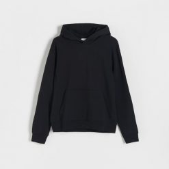 Bawełniana bluza z kapturem - czarny. Czarne bluzy z kapturem Reserved, l, bez wzorów, z bawełny, z kapturem. Za 159.99 zł.