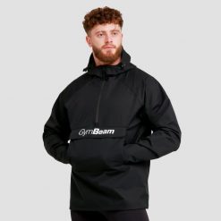 Kurtka męska turystyka przeciwdeszczowa czarna Smock. Czarne kurtki GYMBEAM, m, bez wzorów, z materiału, z kapturem. Za 173.90 zł.