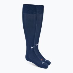 Getry piłkarskie Nike Classic II Cush Otc -Team. Czerwone legginsy długie sportowe Nike, bez wzorów, do piłki nożnej. W wyprzedaży za 39.00 zł.