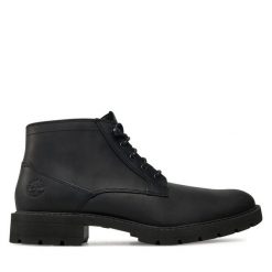 Trzewiki Timberland. Czarne botki sznurowane Timberland, bez wzorów, bez obcasa, bez zapięcia. Za 549.99 zł.