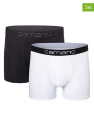 Camano Bokserki (2 pary) w kolorze czarno-białym rozmiar: S. Białe bokserki camano, s, bez wzorów. Za 48.39 zł.