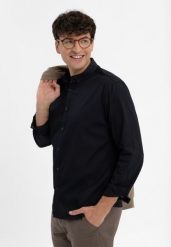 Koszula z długim rękawem K-UPLO. Czarne koszule Volcano, m, bez wzorów, z bawełny, bez kołnierzyka, bez ramiączek. Za 159.99 zł.