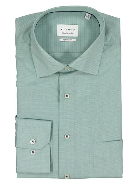 Eterna Koszula Modern fit - w kolorze zielonym rozmiar: 41. Zielone koszule Eterna, bez wzorów, bez kołnierzyka, bez ramiączek. Za 129.95 zł.