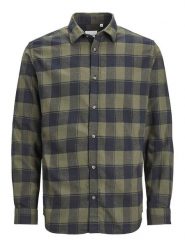 Jack & Jones Koszula "Joshua" w kolorze oliwkowo-granatowym rozmiar: S. Brązowe koszule Jack & Jones, s, bez wzorów, z bawełny, bez kołnierzyka, bez ramiączek. Za 66.31 zł.