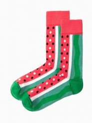 Skarpety męskie we wzory - zielone V13. Zielone skarpety Ombre Clothing, bez wzorów, z bawełny. W wyprzedaży za 3.99 zł.