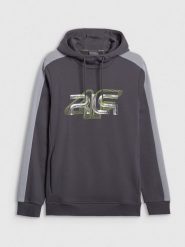 4F Bluza dresowa nierozpinana z kapturem męska 4F x Robert Lewandowski - szary M. Szare bluzy z kapturem 4F, m, bez wzorów, z dresówki, z kapturem. Za 199.99 zł.