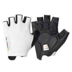 Rękawiczki rowerowe krótkie amortyzujące antypoślizgowe. Białe rękawiczki ROCKBROS, na lato, bez wzorów, z materiału. Za 149.99 zł.