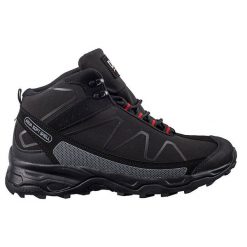 Wysokie sznurowane buty trekkingowe męskie DK czarne. Czarne trekkingi bez wzorów, z materiału, bez zapięcia. Za 227.37 zł.