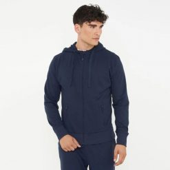 Męska Bluza ZIPPY Niebieska. Niebieskie bluzy z kapturem Legea, m, bez wzorów, z bawełny, z kapturem. Za 108.00 zł.