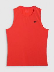 4F Tank top treningowy szybkoschnący męski - czerwony L. Czerwone t-shirty 4F, l, bez wzorów, bez kołnierzyka, bez ramiączek. Za 69.99 zł.